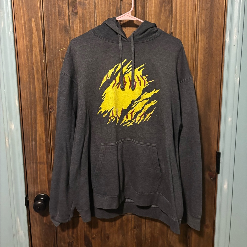 Charcoal Hoodie with softball Design